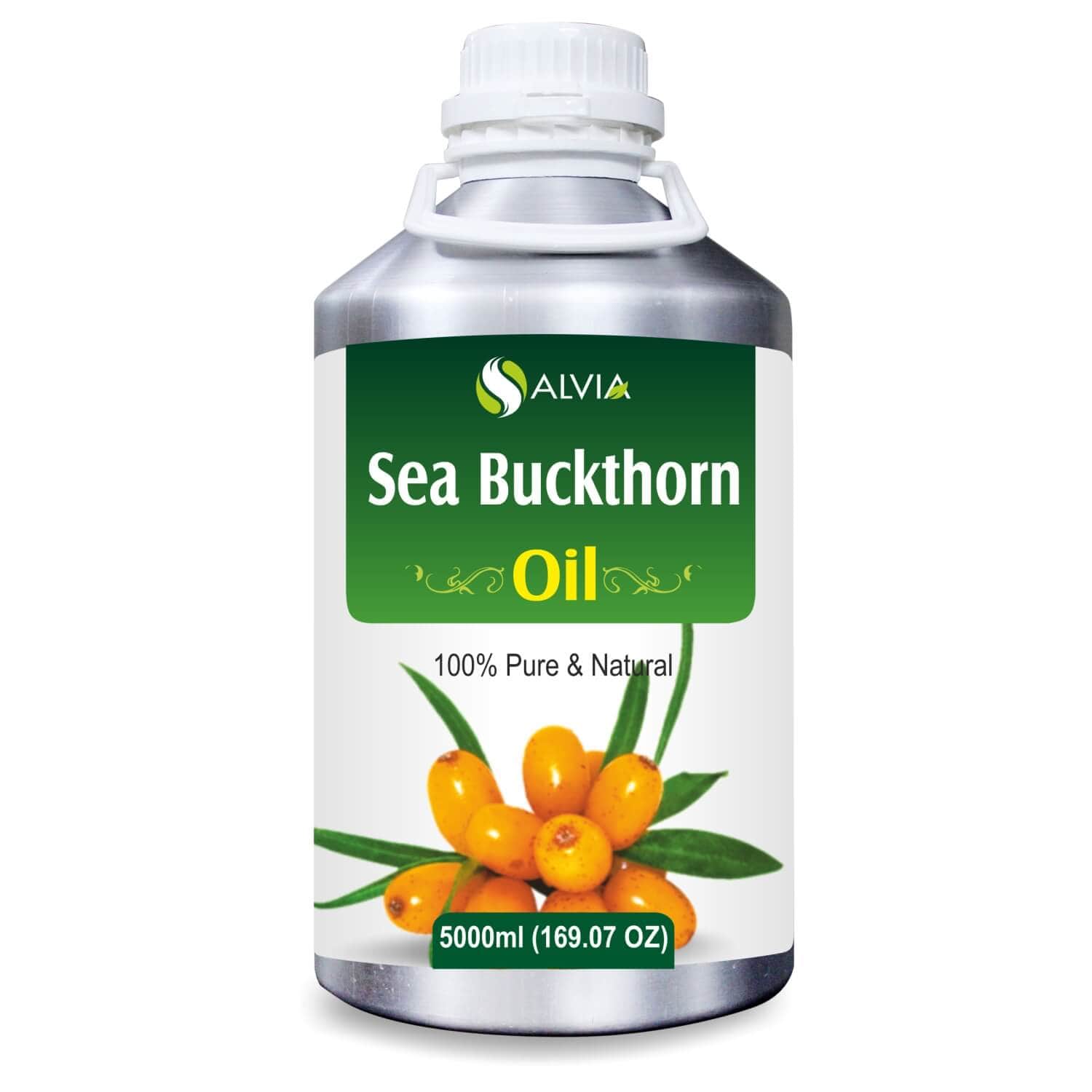 Salvia Natural Carrier Oils 5000ml Sea Buckthorn (Hippophae Rhamnoides) Oil 100% Pure & Natural Carrier Oil Supports Wound Healing, Diminishes Scars, Improves Skin Elasticity